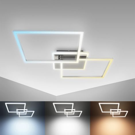 Plafonnier LED 40 watts pivotant contrôle CCT gradation en continue minuterie fonction veilleuse télécommande aluminium brossé (1/5)