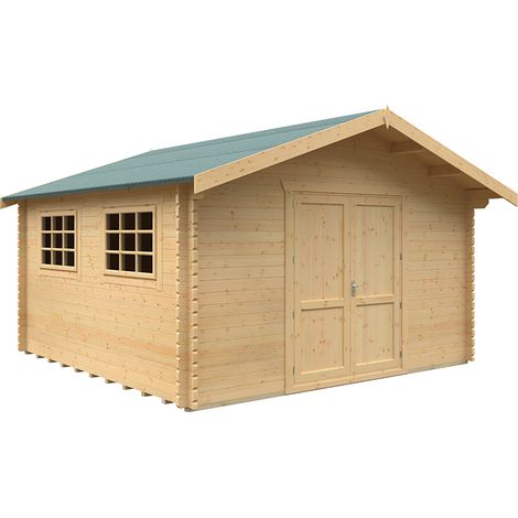 14x14w Marlborough Plus 44mm Cabin - L415 x W415 x H282.2 cm - Solid Wood/Softwood/Pine - Natural