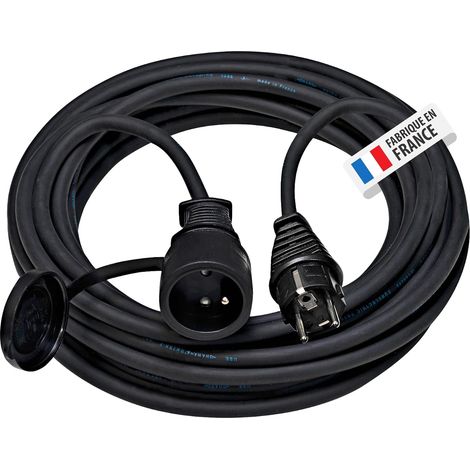 Rallonge prolongateur électrique, 10m H07RN-F 3G2,5, Noire (1/5)