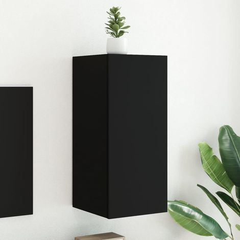 Meuble TV mural avec LED-Banc TV-Meuble Télé noir 30,5x35x70 cm 224140 (1/5)