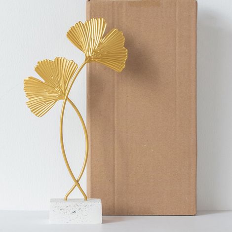 Tischdekoration aus vergoldetem Eisen – Skulpturaler Baum für den Innenbereich, 28 x 14 cm (1/3)