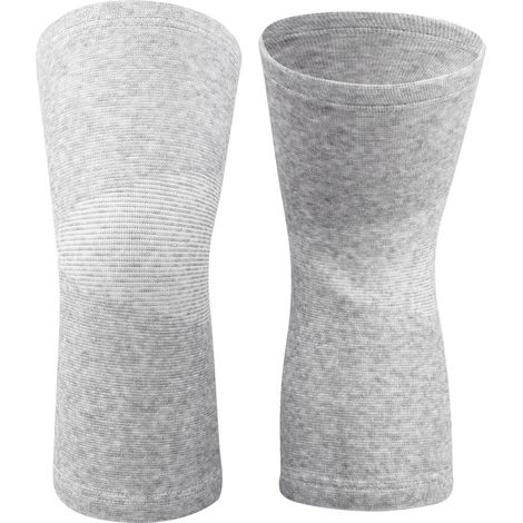 1 paire élastique bambou fibre de carbone genouillère garde chaud genoux manchon protecteur gris L (1/5)