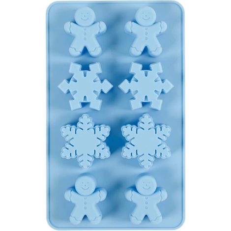 Moule en silicone - Noël - 8 formes - Bleu - Compatible congélateur - Compatible lave-vaisselle