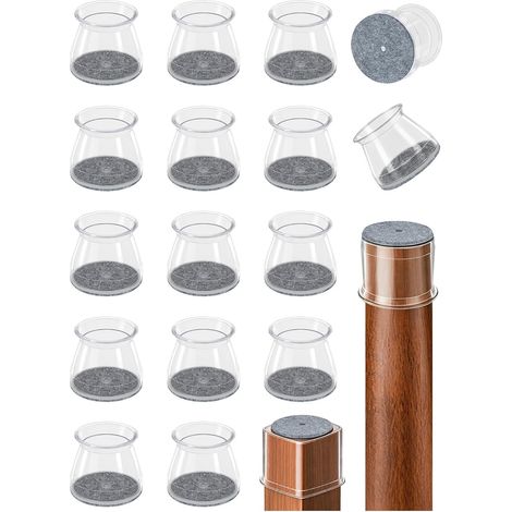 Tapis de protection de plancher de jambe de chaise, 24pcs set round Hardwood flooring Furniture mat silicone chair leg Cover avec tapis de feutre, anti - rayures et anti - bruit (1/5)