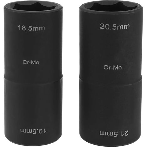 2pcs Douilles à Chocs 1/2 Pouce 6 Pans Paroi Mince Double Extrémité 18,5 X 19,5 Mm 20,5 X 21,5 Mm écrous pour Clé à Chocs Compatible avec (1/5)