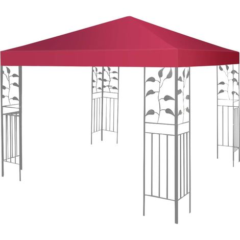 GOPLUS Toile de Pavillon Tonnelle Toile de Rechange pour Tonnelle de Jardin pour Pavillon de Jardin 300 x 300 CM Rouge (1/5)