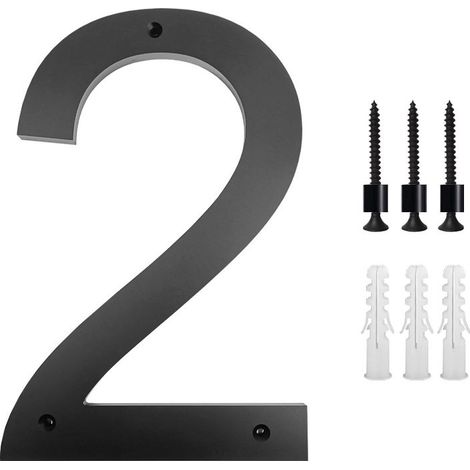 Schwarze Hausnummerntafel (25 cm) – Moderne Hausnummern aus Zinklegierung – Wandmontage für Holz und Beton – Inklusive Schraubensatz (1/5)