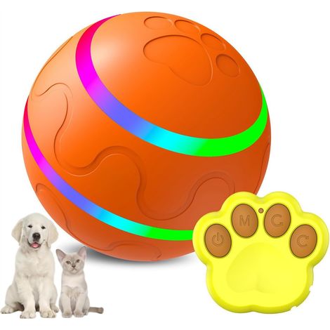 Jouet interactif pour chien et chat avec télécommande 8 cm Balle rotative LED étanche durable pour chiens et chats de petite, moyenne et grande taille (1/5)