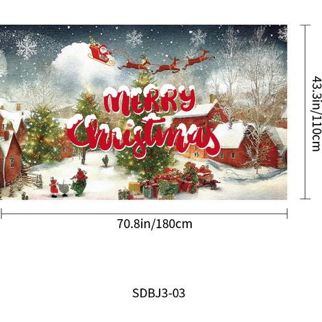 Décoration de Noël style 2025, décoration de cour, bannières, articles de fête de Noël, toile de fond photo - 110 x 180 cm - QW-34