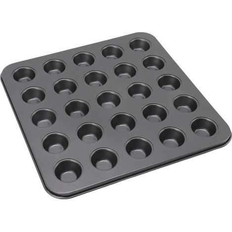 Moules à mini-muffins antiadhésifs en acier au carbone pour la cuisson de gâteaux et de pains, 25 alvéoles (1/5)