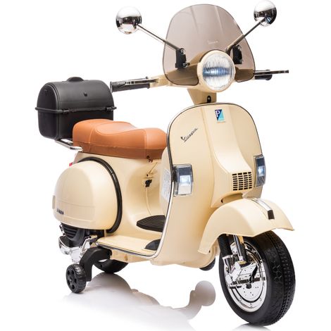 Moto Scooter Elettrico per Bambini Piaggio VESPA PX150 FULL con Parabrezza e Bauletto 12V-Avorio (1/5)