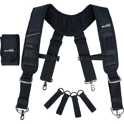 Ceintures porte-outils Bretelles de ceinture à outils rembourrées et résistantes pour charpentier, électricien, toiture, fermier, noir, Large (1/5)