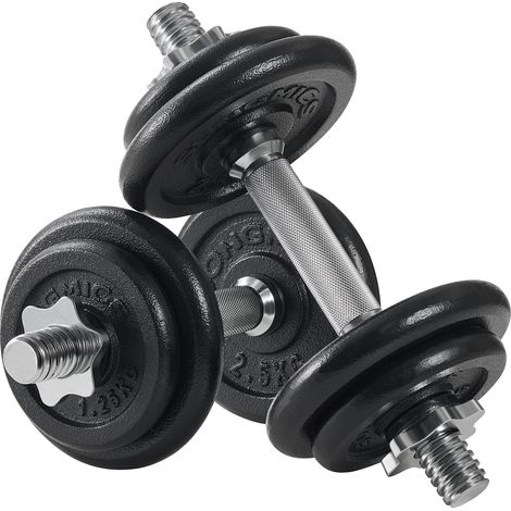 Songmics – Kit haltères ajustables 2,5/1,25 kg – Barre d’extension 30 cm – Antidérapantes pour entraînement à domicile – Musculation hommes et femmes