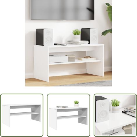 Rangement salon - Meuble TV Blanc 80 x 35 x 40 cm Bois d'ingénierie (1/5)