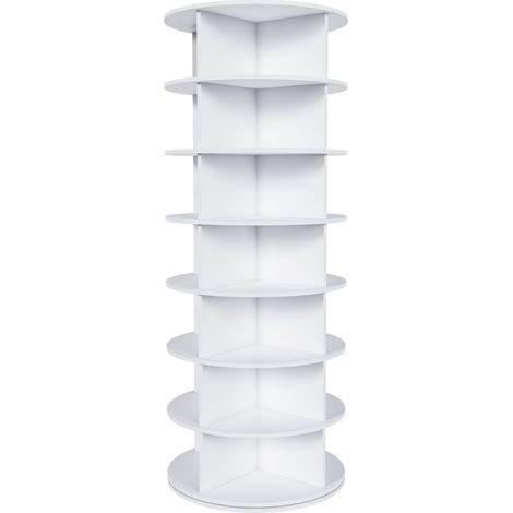 Zapatero giratorio de 7 niveles blanco 360° para 28 pares 60 x 60 x 161 cm (1/5)