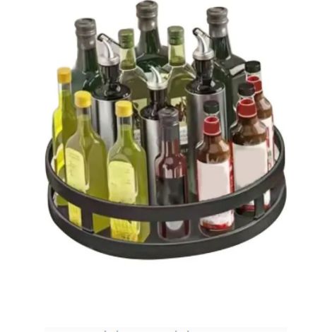 1 Étagère à épices tournante, Acier au carbone noir, 25x30 cm, Organiseur de cuisine, Comptoir (1/5)