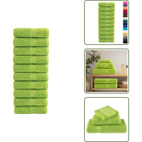 The Living Store Premium-Gästetücher SOLUND 10 Stk. Apfelgrün 30x50 cm 600 g/m² - Baumwolltuch (1/5)