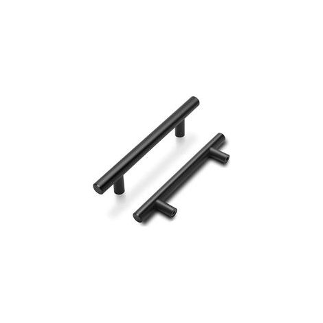 Lot de 5 poignées de meuble noires en acier inoxydable – Finition mate – Entraxe 96mm – Longueur 150mm pour cuisine et salle de bain