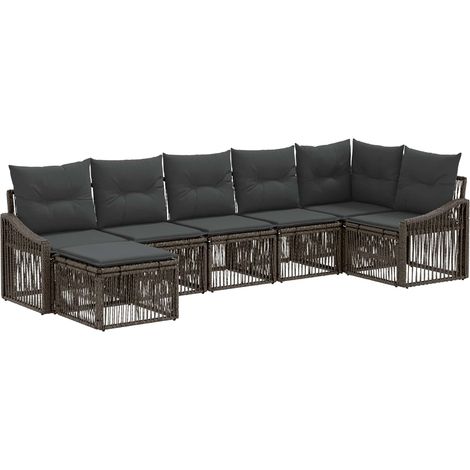 Gartensofa-set 7 pcs Grau Poly-Rattan vidaXL
