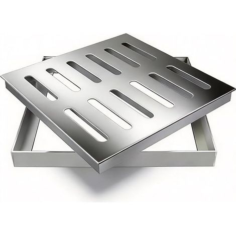 Grille D'évacuation, Grilles de Vidange Carré en Acier Inoxydable 304 avec Cadre Grille Evacuation Eau Exterieur pour Drainage Efficace Crépine de Drainage pour Zones Résidentielles Jardins Parkings (1/5)