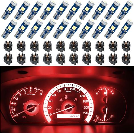20er-Pack T5-LED-Lampen für das Armaturenbrett, helle 3030-3SMD-Ersatzlampen mit Drehverschlussfassung, rot