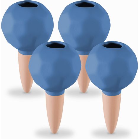 Relaxdays Sfere da Irrigazione a Goccia, Set da 4, Ø 6 cm, Coni Annaffiatura Automatica per Piante, Terracotta Blu (1/5)