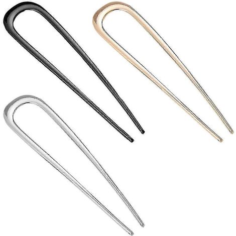 1/2/3 Stück U-förmige Haargabel, leicht, rutschfest, langer, dicker Haarstab aus Metall für Hochsteckfrisuren, Duttfrisuren, französische Frisuren-F (1/5)