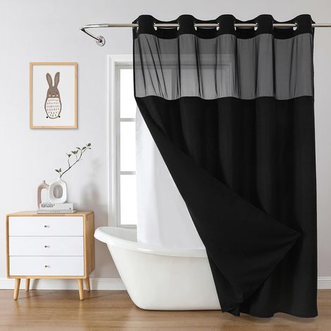 Tenda da doccia, tessuto impermeabile, bagno, nero, 54 x 80 pollici (1/5)