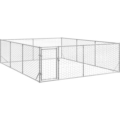 Outdoor-Hundezwinger mit Tür 3x4x1 m Verzinkter Stahl