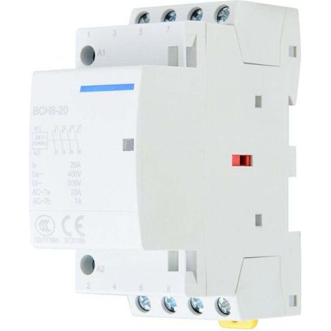 4-poliger 20-A-Wechselstromschütz, 2 Schließer + 2 Öffner, für DIN-Schienenmontage – Kompatibel mit 220–230 V, einfache und zuverlässige Installation für den Hausgebrauch