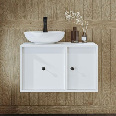 Meuble vasque rond blanc 1 tiroir 1 porte EBE (1/5)
