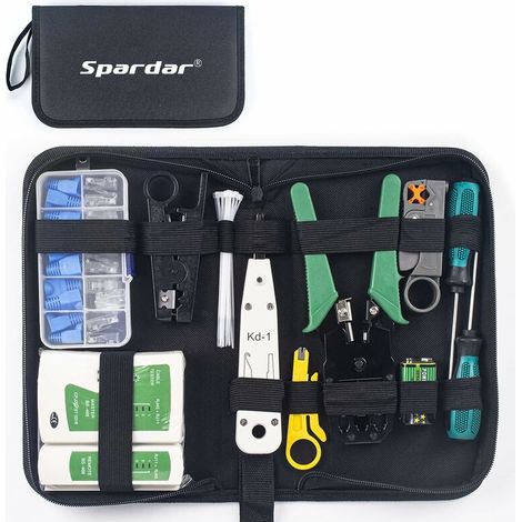 Network Tool Set, 13 in 1 Professional Network Repair Tool with Wire Stripper, LAN Cable Tester, for Home, Factory and Computer Maintenance (1/5)