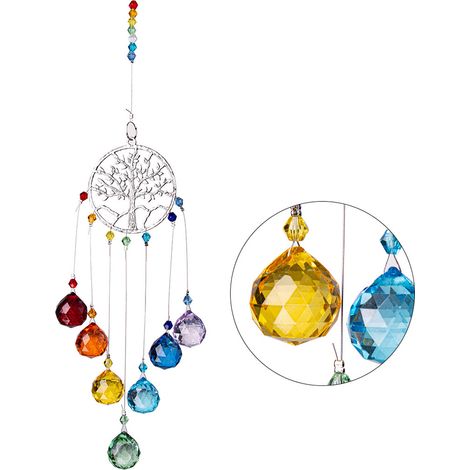 Atrapasueños de cristal coloridos, lámparas colgantes tipo araña, lámparas colgantes, prismas colgantes, adornos para la decoración del hogar. (1/5)