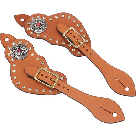 1 paire de sangles d'éperons cheval rétro occidental avec boucle pour l'entraînement, équipement de protection marron