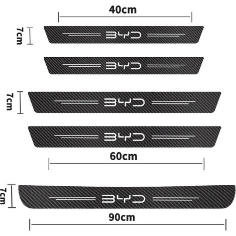 (5 pièces pour BYD) Autocollants de seuil de porte en fibre de carbone pour BYD DOLPHIN EA1 2023,protection anti-rayures,accessoires de décoration intérieure (1/3)