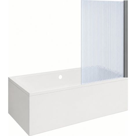 Bañera rectangular VITRA Neon 180x80cm + mampara de bañera AURYS Raywall cromada de perfil recto