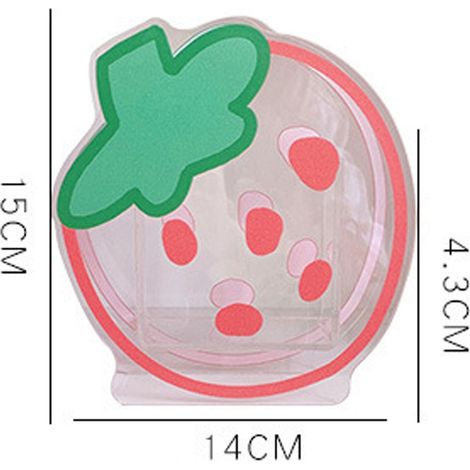 Boîte à crayons transparente multifonctionnelle, étui de rangement pour pinceaux de maquillage en acrylique, motif fraise, pour bureau ou coiffeuse. (1/5)