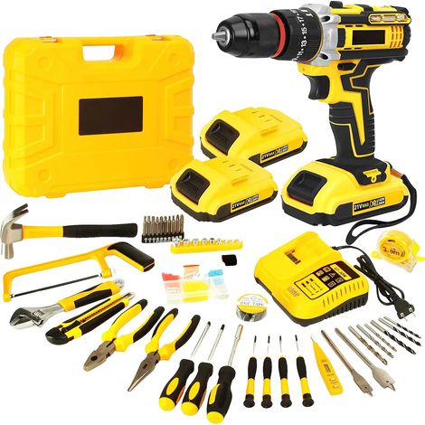 Trapano a percussione, motore brushless, 25+1 impostazioni di coppia, modello G-2 con batteria. (1/2)