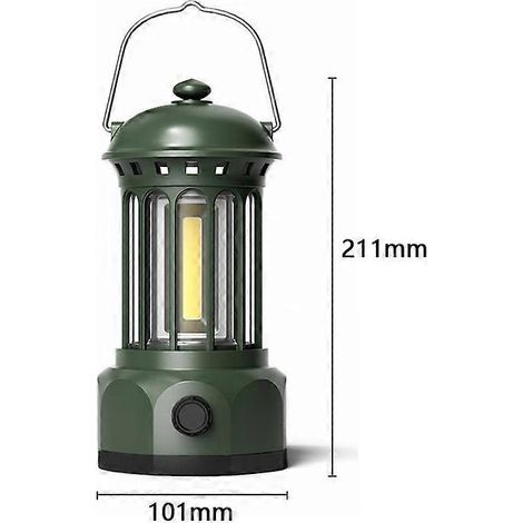 Online Store - Lanterne de camping, lanterne de tente portable, lanterne rétro rechargeable verte (1/5)
