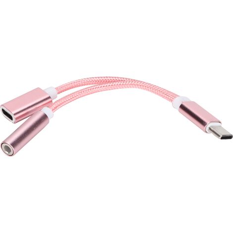 Adaptateur USB-C vers Jack 3.5mm avec Chargement Rapide, Convertisseur Double Fonction pour iPhone Samsung, Rose Doré