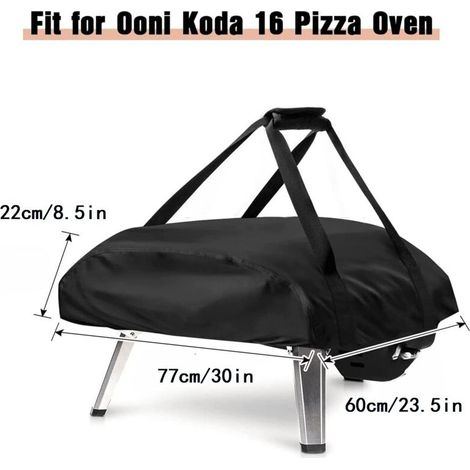 Housse de Protection de Four à Pizza 77x60x22cm pour Ooni Koda 16, tissu Oxford 420D, portable, étanche, résistante aux intempéries, accessoire pour four à pizza extérieur, Noir (1/4)