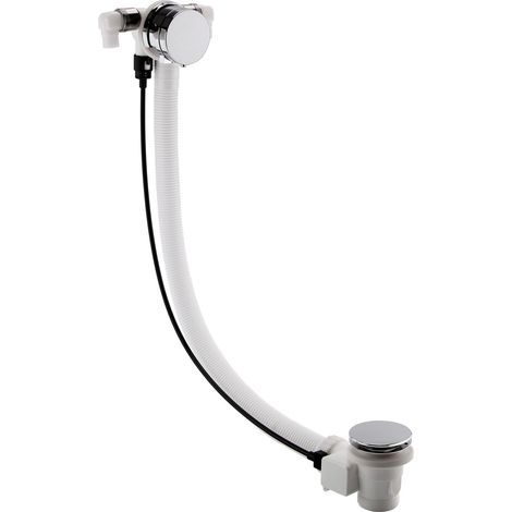 Contemporary Bathroom Free Bath Filler with Push Button Waste, Chrome, Set of 2 Pieces