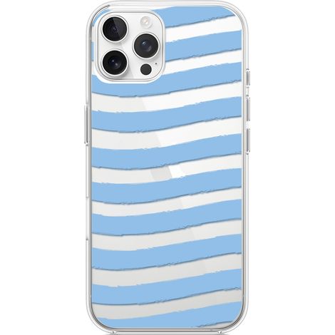 iPhone 12 Pro Hülle, transparent, Silikon Flexi, blaue Streifen (1/5)
