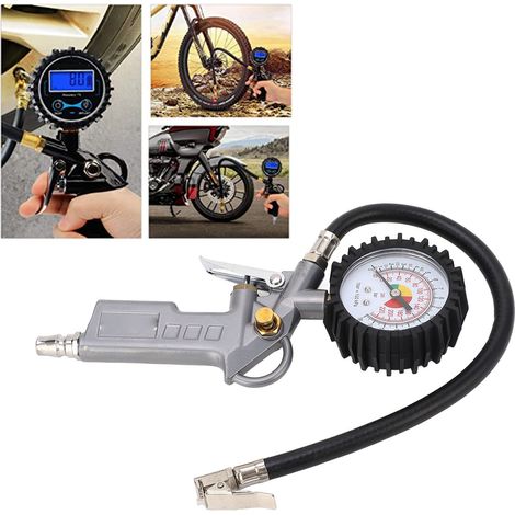 Manomètre de pression de gonflage des pneus WTD-1, embout de gonflage 225 PSI et accessoires pour compresseur, robuste, avec tuyau en caoutchouc et raccord rapide (1/5)