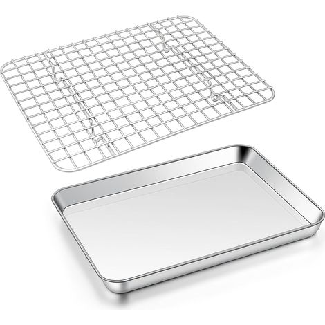 Plaque de cuisson en acier inoxydable avec grille de refroidissement (26,5 x 20,5 x 2,5 cm), JF5968 (1/5)