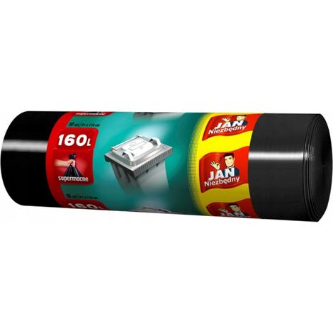 Sacs poubelles Jan Niezbędny 160 l, lot de 10, universels, noirs