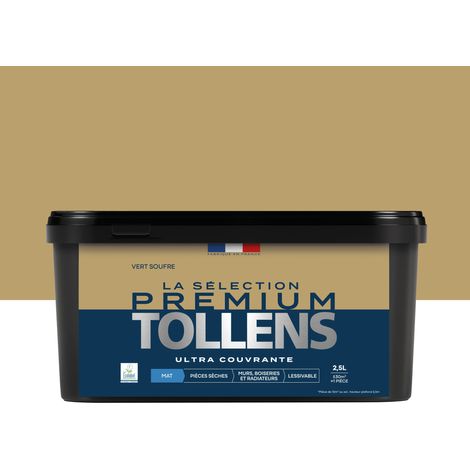 Tollens - Peinture intérieure couleurs - La Sélection Premium Mat - Ultra Couvrante - Vert Soufre 2,5 L - 30m²
