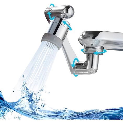 Extensión de grifo giratoria de 1080° para fregadero y aireador, brazo robótico universal multifuncional, lavado de manos/cabello/cara (1/5)