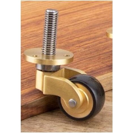 Lntyq – Lot de 2 roulettes universelles en laiton massif – Roues pivotantes en caoutchouc – Tige filetée pour installation rapide – Pour pieds de piano et canapés (1/4)