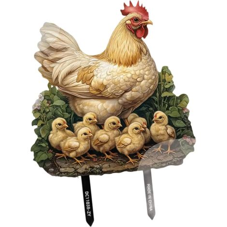 Tuteur de jardin avec poules et décorations de formes (1/5)